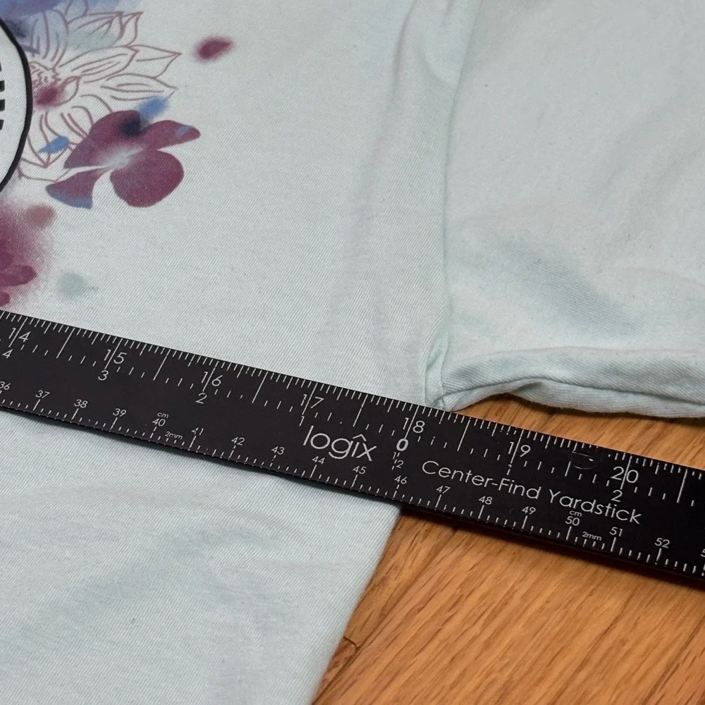 Converse All Star Floral‎ Graphic T-Shirt Girls XL Aqua Blue Cotton Blend